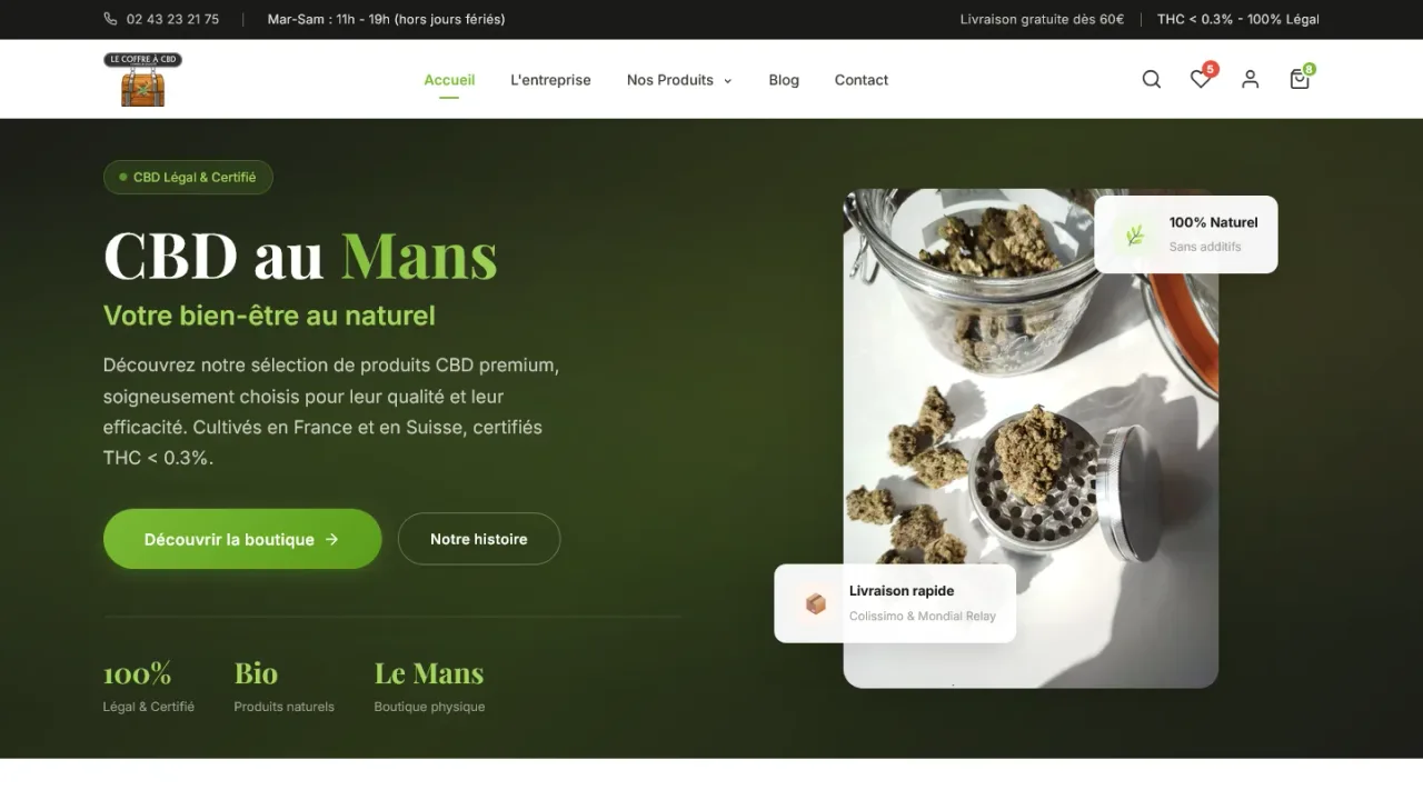 Le Coffre à CBD au Mans lance son nouveau site internet